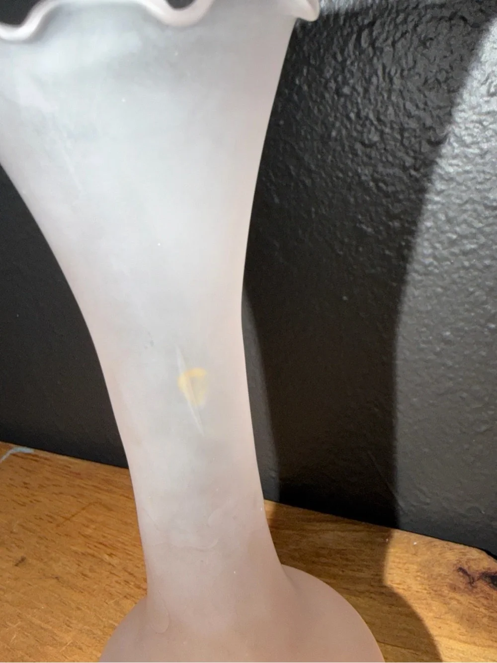 Vintage Napco Pink Satin Glass Ruffled Bud Vase MCM Frosted Flower Vase Cottage